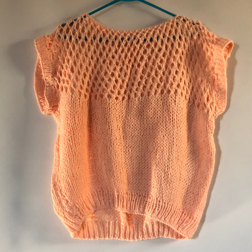 Peach Knit Short Sleeve Sweater